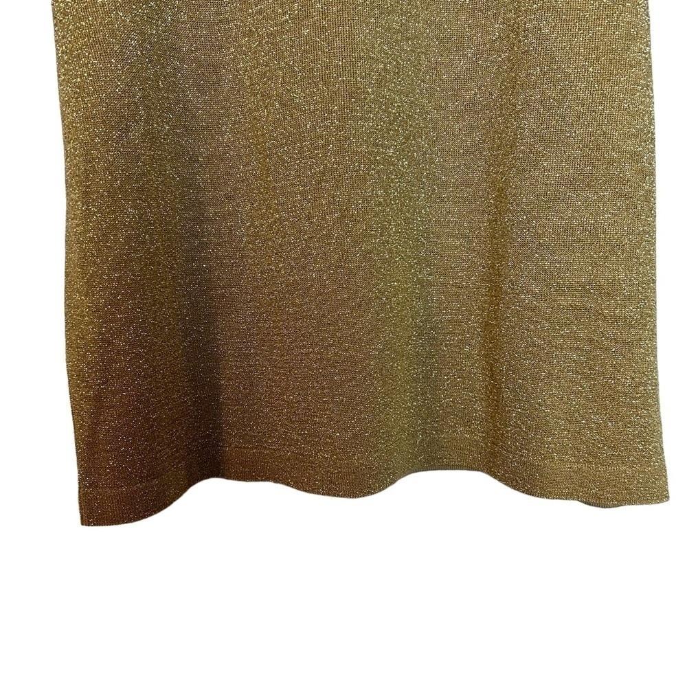 Vintage Rochelle Gold Metallic Short Sleeve Back Zip Top - Picture 2 of 9